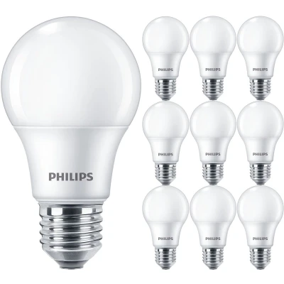 Afbeelding van PHILIPS LED Lamp E27 10 Pack Corepro LEDbulb Peer Mat 8W 806lm 865 Helder/Koud Wit 6500K Vervangt 60W