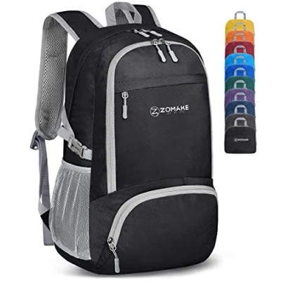 Afbeelding van ZOMAKE Ultra Lichtgewicht Opvouwbare Rugzak 30L,Kleine Waterdichte Wandelrugzak,Pakbare voor Dames En Heren,Outdoor Wandelen Camping Reizen(Zwart)
