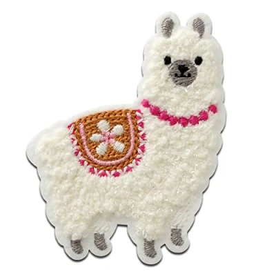 Afbeelding van Mono Quick Alpaca Chenille dier Lapjes Appliqués overdrukplaatjes Applicaties opnaaien opstrijken Lap Patches, Maat: 7 x 5,7 cm