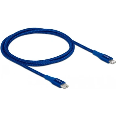 Afbeelding van Delock Data and charging cable USB Type C™ to Lightning™ for iPhone™, iPad™ iPod™ blue 1 m MFi