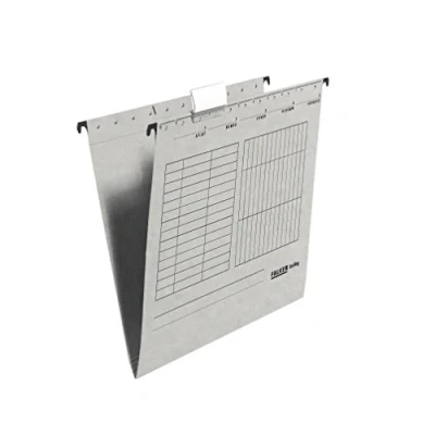 Afbeelding van FALKEN 80004427 25 stuks hangmappen UniReg. Made in Germany. Gemaakt van gerecycled karton voor DIN A4, open aan de zijkanten, grijs Blauwe Engel ideaal het losbladig klasseren