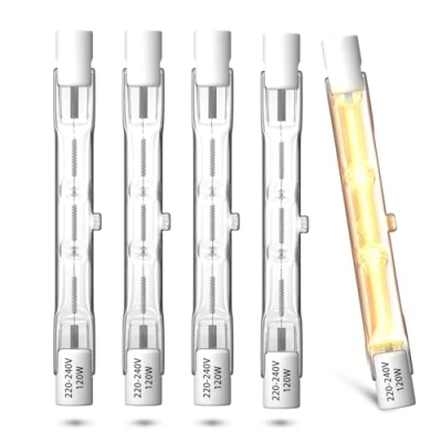 Afbeelding van Lamptobe R7S Halogeenlamp 78mm 120W 230V, Halogeenstaaf Warm Wit 2800K, Dimbaar J78 Lineaire voor Vloerlampen en Landschapsverlichting, 5 Stuks