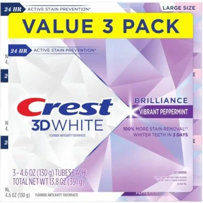 Afbeelding van Crest Tandpasta 3D White Brilliance Vibrant Peppermunt, 10,5 ml (Pack van 3)