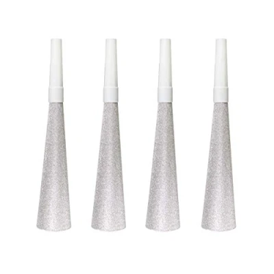 Afbeelding van Glitter Toeters Zilver 4stk