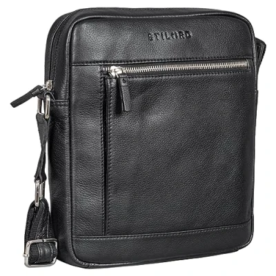 Afbeelding van STILORD &#039;Alwin&#039; Schoudertas Heren Leren Tablet Tas 10 Inch Vintage Crossbody Retro Leder Boodschapper Zak, Kleur:zwart
