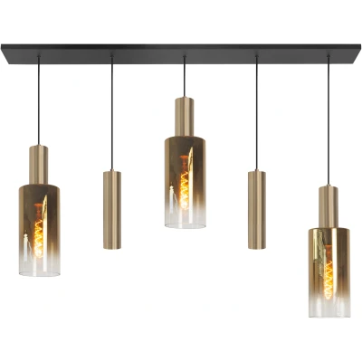 Afbeelding van Highlight Hanglamp Perugia 3+2 lichts L 120 cm zwart goud
