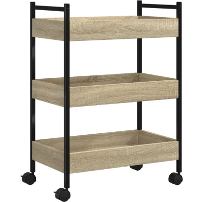 Afbeelding van vidaXL Keukentrolley 50x30x70 cm bewerkt hout sonoma eikenkleurig