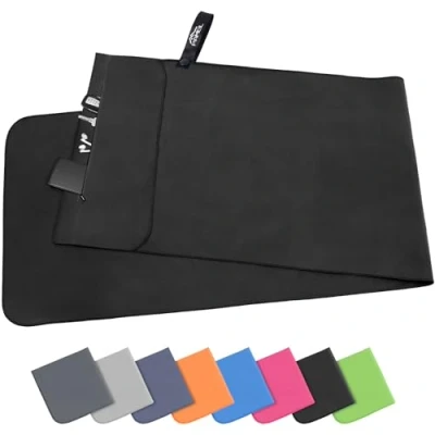 Afbeelding van Pameil Fitnesshanddoek, 120 x 50 cm, compacte en sneldrogende microvezelhanddoek, sporthanddoek, reishanddoek, strandhanddoek met ritssluiting