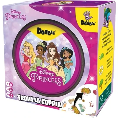 Afbeelding van Asmodee Dobble: Disney Princess Grappig bordspel voor het hele gezin met prinsessen, 2 8 spelers, 4+ jaar, Italiaanse editie