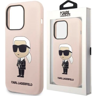 Afbeelding van Karl Lagerfeld KLHMP14XSNIKBCP iPhone 14 Pro Max 6.7 hardcase roze/roze Siliconen Ikonik Magsafe