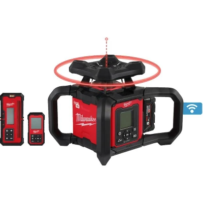 Afbeelding van Milwaukee M18 RLOHV1200 501C 18V Li ion Roterende Laser Set (1x 5.0Ah Accu) In Koffer Rood