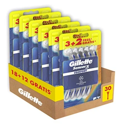 Afbeelding van Gillette Sensor3 Comfort wegwerpscheerapparaat voor heren, scheerapparaat met Lubrastrip glijband, 3 + 2 scheerapparaten