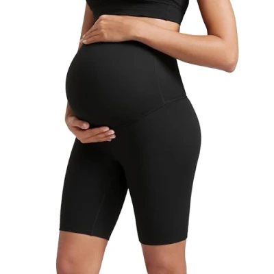 Afbeelding van CRZ YOGA Butterluxe Zwangerschapsbikershorts voor dames, over de buik 8 inch Actieve kleding zwangerschapsyoga zwart L