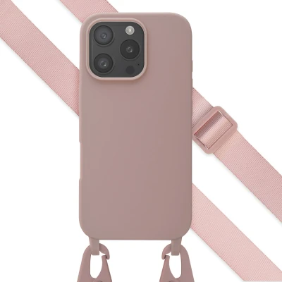 Afbeelding van Apple iPhone 16 Pro Hoesje Siliconen en TPU (zacht) Selencia Softcase/Koordhoesje/Backcover Roze Telefoonhoesje