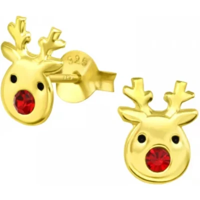 Afbeelding van La Rosa Princesa Rendier Oorbellen Zilver Goud Plating Kerst