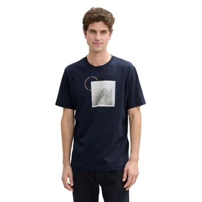 Afbeelding van TOM Tailor Photo Print Tshirt print, Heren, Maat: Medium, Sky captain blue
