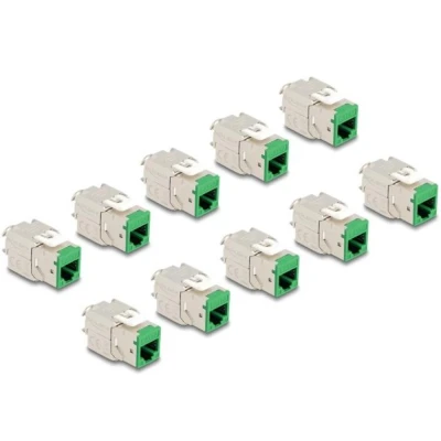 Afbeelding van Delock Keystone Modul RJ45 Buchse zu LSA Cat.6A werkzeugfrei grün Set