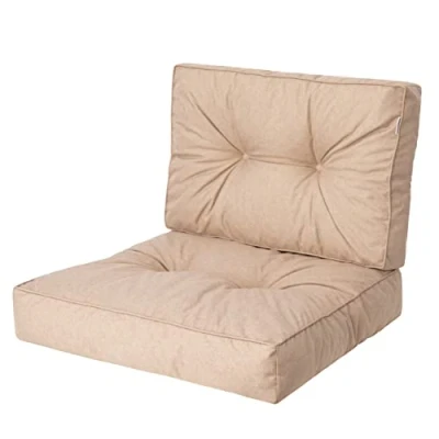 Afbeelding van HOBBYGARDEN Kaja Outdoor kussen, 59 x cm, beige, comfortabel zitkussen voor tuinmeubelen, balkon en schommelbank, palletkussens stoelkussens binnen buiten