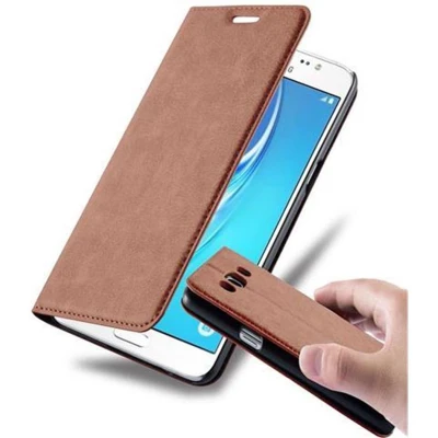 Afbeelding van Cadorabo Hoesje geschikt voor Samsung Galaxy J5 2015 in CAPPUCCINO BRUIN Beschermhoes Case magnetische sluiting Cover