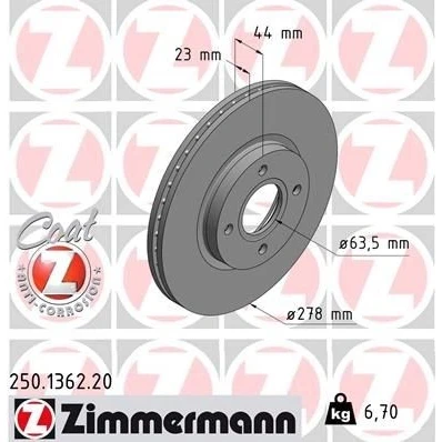 Afbeelding van Remschijf ZIMMERMANN 250.1362.20