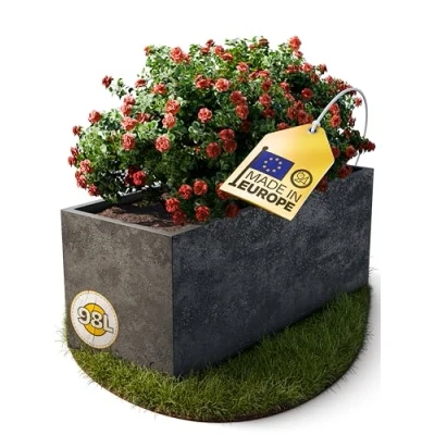 Afbeelding van Ondis24 plantenbak, bloembak, bloempot, basalt, 100 cm, betonlook met waterreservoir, hoge winterbestendig, beton antraciet