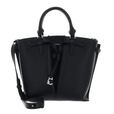 Afbeelding van COCCINELLE Leren Handtas Schoudertas Flores Handbag Grained Leather Noir Zwart