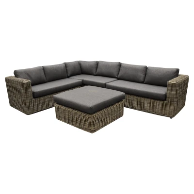 Afbeelding van Cervo hoek loungeset 5 delige grijs wicker