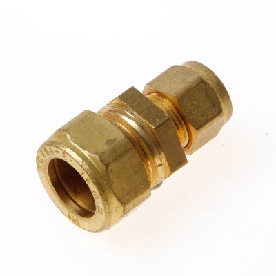 Afbeelding van Installatiebranche Verloopkoppeling 2x knel messing 15 x 10mm