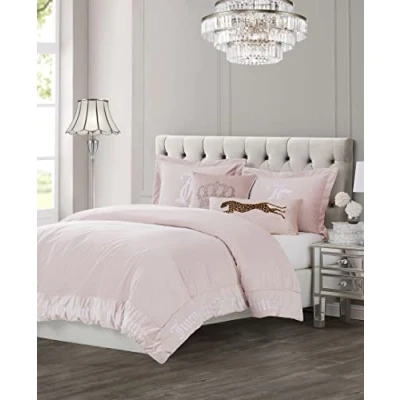 Afbeelding van Juicy Couture Dekbedset Gotisch design beddengoed Twin 2 delige set inclusief (1) dekbed van 228,6 x 172,7 cm en 50,8 66 sham kreukbestendig Premium slaapkamerdecoratie roze