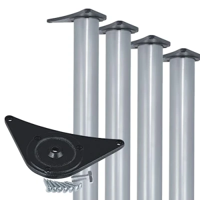 Afbeelding van Gedotec Tafelpoten, mat metaal, diameter 60 mm, extreem stabiel, in hoogte verstelbaar, 710 mm + 30 incl. bevestigingsmateriaal, bureaupoten, tafelpoten