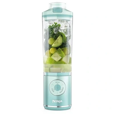 Afbeelding van Ninja Blast Max draagbare blender, 570 ml, oplaadbare accu, blendbeker en lekbestendige deksel, 3 blendfuncties, maakt smoothies proteïneshakes, blendt ijs bevroren fruit, zeeglas BC251EUMT