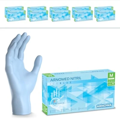 Afbeelding van ARNOMED wegwerphandschoenen lichtblauw, nitril handschoenen M, met 2000 stuks, poedervrij. Latexvrije rubber handschoenen, verkrijgbaar in S, L &amp; XL