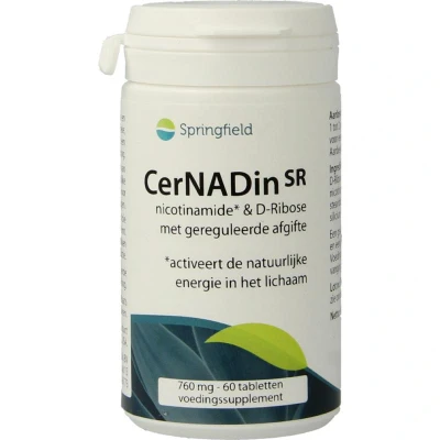 Afbeelding van Springfield Cernadin SR nicotinamide &amp; D ribose 760mg 60 tabletten