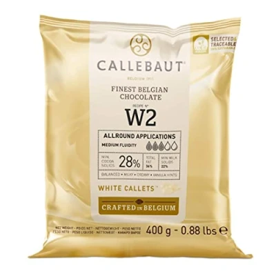 Afbeelding van CALLEBAUT Ontvanger Nr. W2 Couverture Callets, witte chocolade, 28% cacao, 400g 1 verpakking