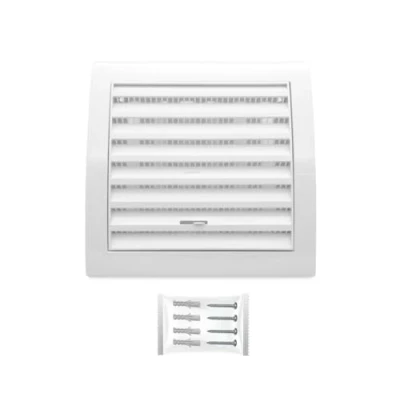 Afbeelding van H&amp;C VENT Ventilatierooster 150 x mm Wit met schuif en bescherming tegen insecten HVAC Afzuigkap Kanaalkap ABS Pijp Vierkant Luchttoevoersysteem Element