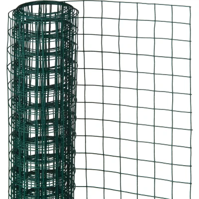 Afbeelding van Schermgaas groen geplastificeerd staal 50 x 250 cm vierkant maaswijdte 25 mm Gaas