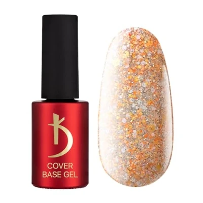 Afbeelding van K odi Professional Base Coat Cover Gel transparant, 7 ml, Crystal Drops Reflective Flakes 10, uv nagellak, gelnagels, onderlak met reflecterende vlokken