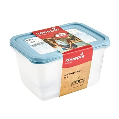 Afbeelding van keeeper Bevroren dozenset 2 delig, herbeschrijfbaar deksel, x l, 20,5 15,5 10,5 cm, Mia Magic Ice, Nordic Blue