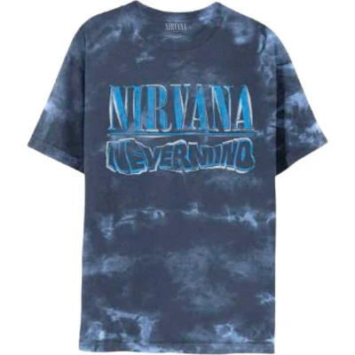 Afbeelding van Nirvana Nevermind Wavy Logo Heren T shirt M Blauw
