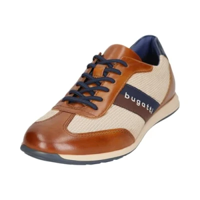 Afbeelding van bugatti Thorello Sneakers laag, Heren, Maat: 41, Cognac/beige Leer en textiel