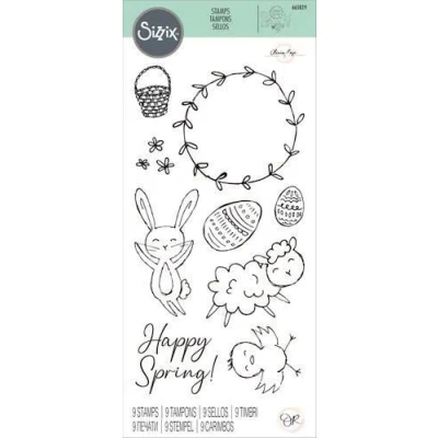 Afbeelding van Sizzix Clear Stamps 9PK Spring Essentials 665829 Olivia Rose (01 23)