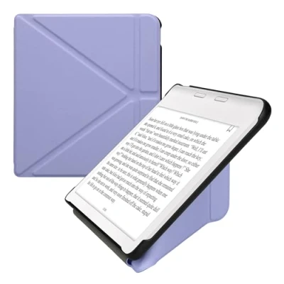 Afbeelding van kwmobile E reader hoesje geschikt voor Kobo Libra Colour hoes Ereader flip case met standaard cover van kunstleer In lavendel