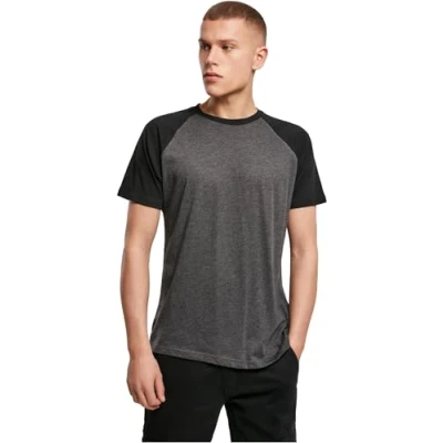 Afbeelding van Build Your Brand Raglan Contrast Tee T shirt voor heren, wit/zwart, S