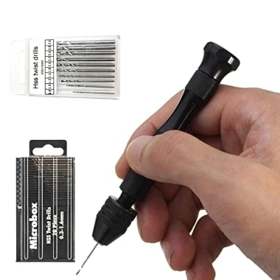 Afbeelding van DXIA 31 Stks Handboormachine Set, 30 Micro Mini Twist Boor Set (0.3 3mm) met 1 Pin Vise Rotary Tools, Hand voor Boren Gereedschap DIY Model Maken, Handwerk en Houtbewerking