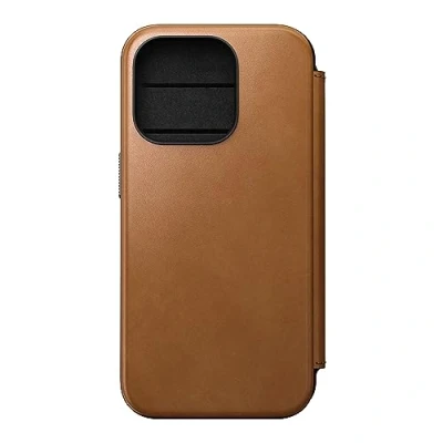 Afbeelding van Apple iPhone 15 Pro MagSafe Hoesje Echt leder Nomad Bookcase Bruin Telefoonhoesje Shockproof/Valbescherming