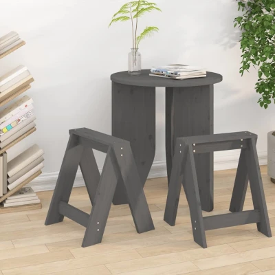 Afbeelding van Krukken 2 st 40x40x45 cm massief grenenhout grijs