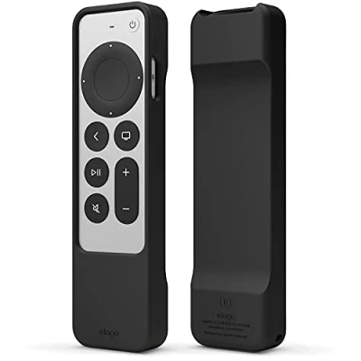 Afbeelding van elago Beschermhoes R1 compatibel met Apple TV 4K Siri Remote 3e generatie (2022) en 2e (2021) magnetische technologie, schokabsorptie, volledige toegang tot alle functies (zwart)