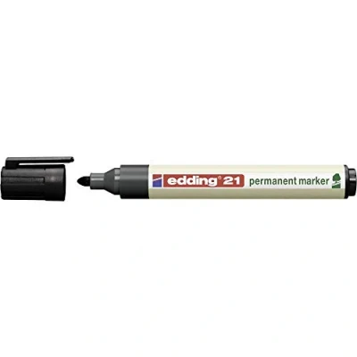 Afbeelding van edding 21 Ecoline permanent marker zwart 1 stift ronde punt 1,5 3 mm sneldrogende watervast en wrijfvast voor karton, kunststof, hout, metaal universele