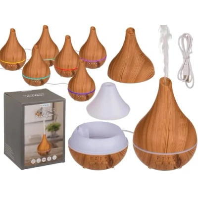 Afbeelding van Wooden Optic II, luchtbevochtiger, olie diffuser, met LED &amp; USB kabel, voor ca. 120 ml, 16 cm, van kunststof, in geschenkdoos