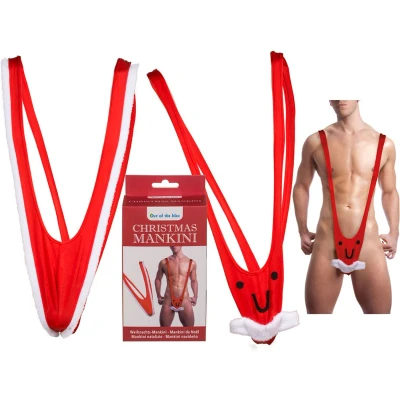 Afbeelding van Kerst Mankini / Mannen badpak cadeau zwempak kado One size gadget funny grappig man